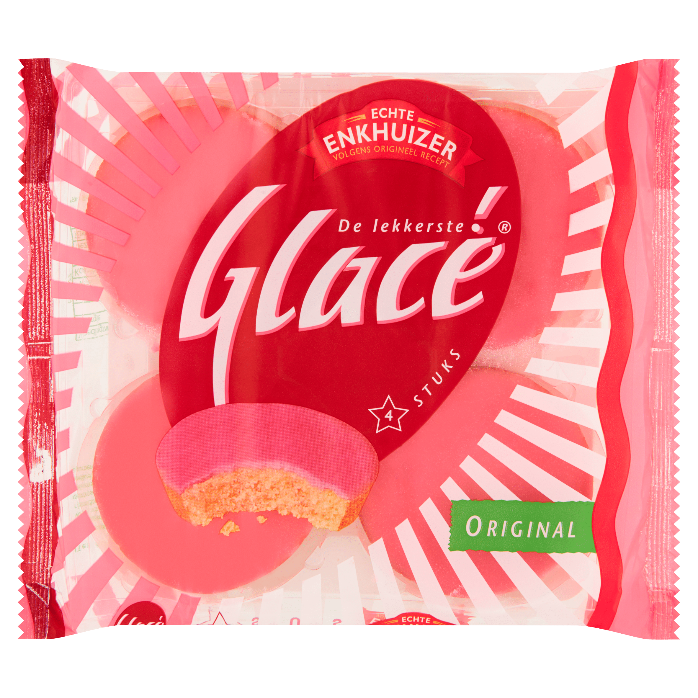 Echte Enkhuizer Glacé roze koeken Pak 4 st