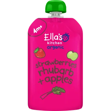 Ella's Kitchen Aardbeien, rabarber + appels 4+ biologisch 120 g
