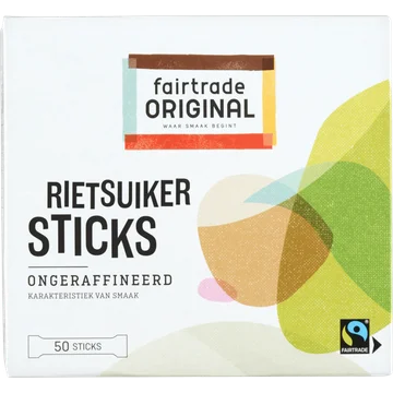 Fairtrade Original Rietsuikersticks Ongeraffineerd 50 Stuks 200 g