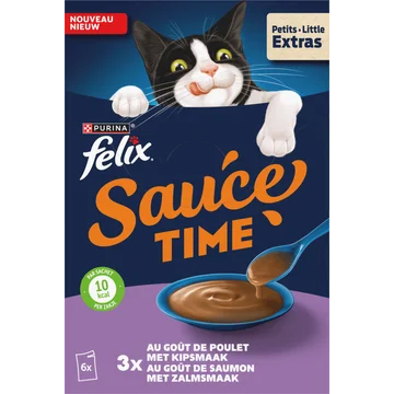Felix Sauce Time met Zalmsmaak - Natvoer voor Volwassen Katten - Portiezakjes 6 x 40 g