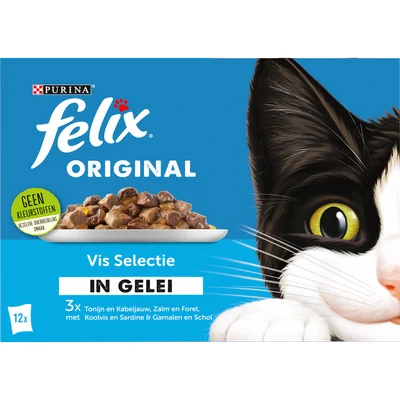 Felix Kattenvoer vis selectie in gelei 12 stuks