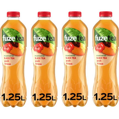 Fuze Tea Infused Iced Tea Black Tea Peach Hibiscus 4 x 250 ml