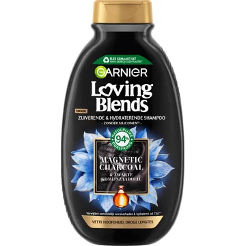 Garnier Loving Blends - Shampoo - Magnetic Charcoal - Vette hoofdhuid & droge lengtes - 300 ml