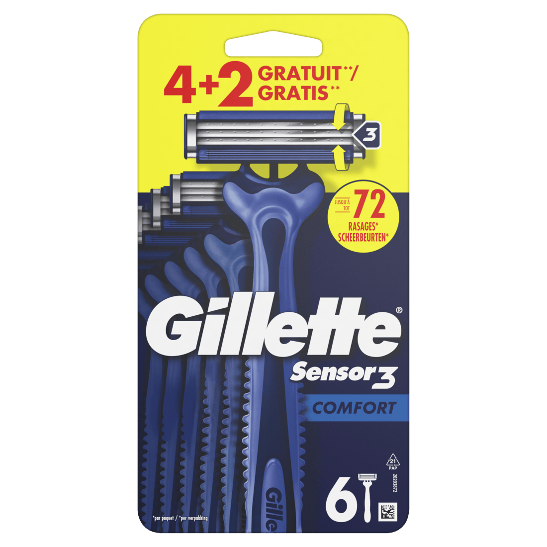 Gillette Wegwerpmesj Sensor3 Comf 4+2 Doos 6 st