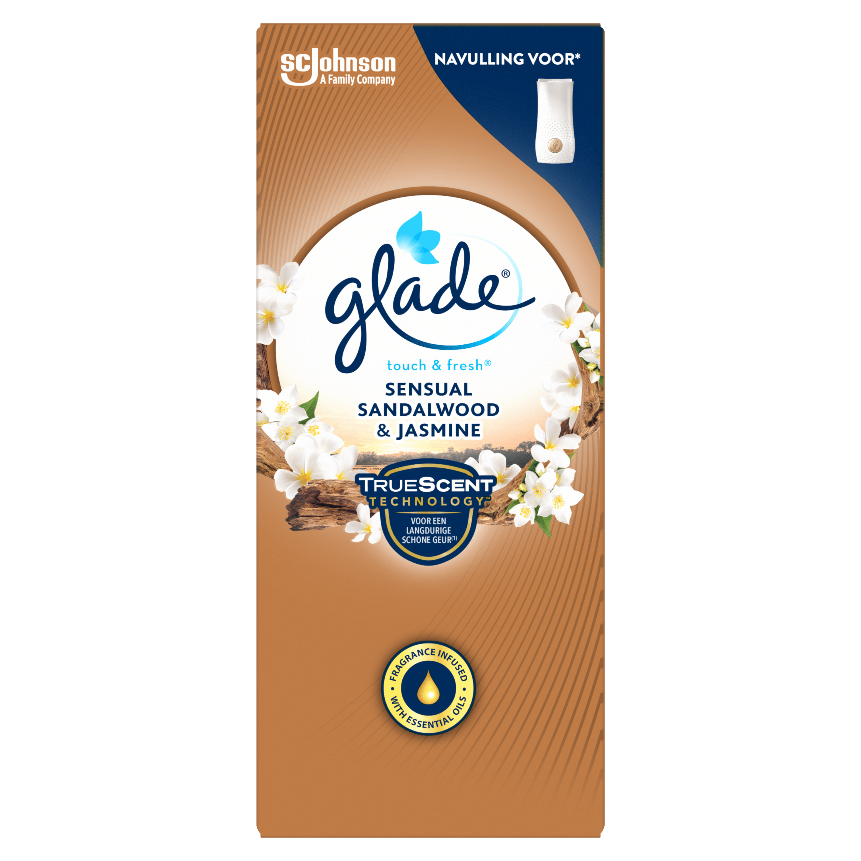 Glade by Brise Touch &amp; Fresh navul sensual sandalwood Doos 1 st