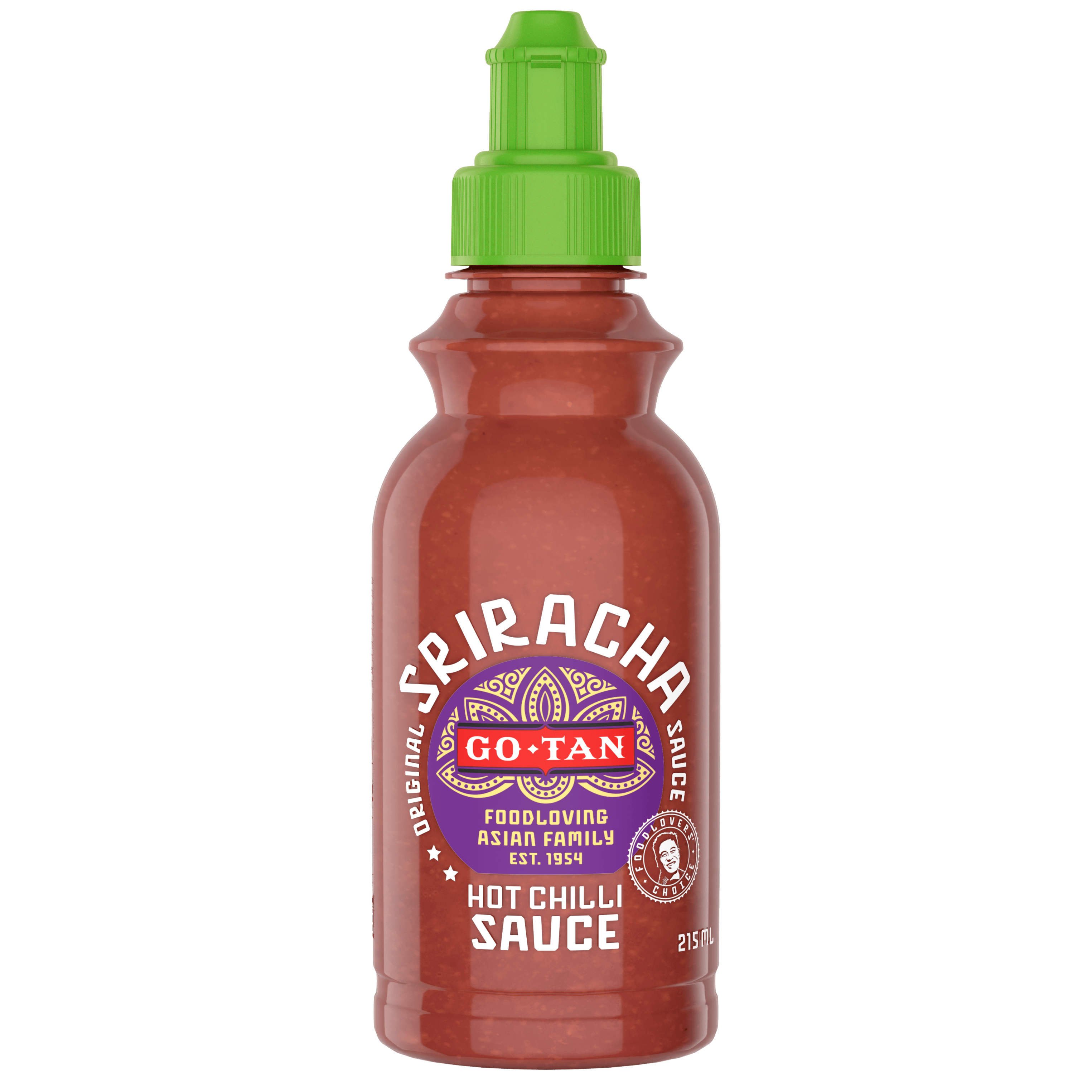 Go-Tan Sriracha (hete) chilisaus Fles 215 ml