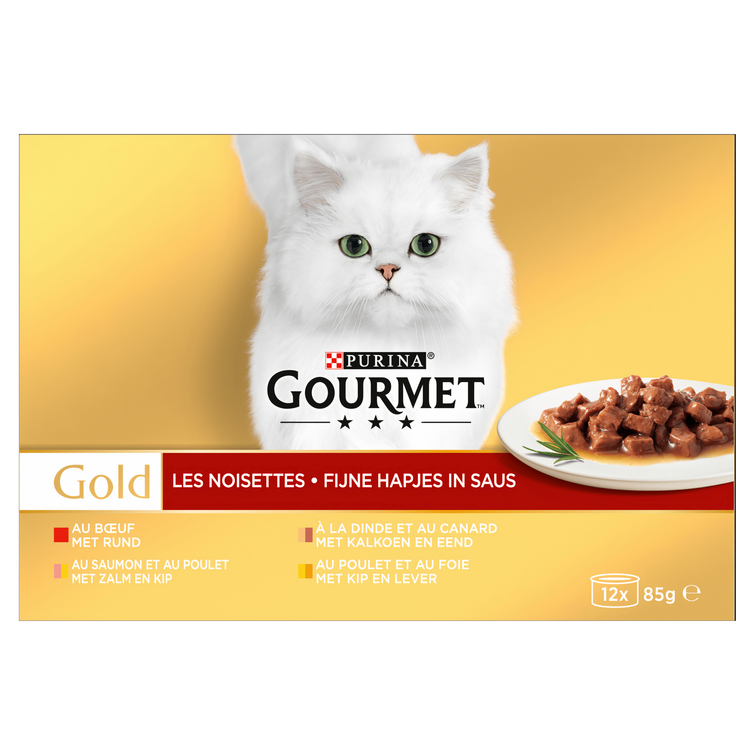 Gourmet Gold Fijne Hapjes kattenvoer vis/vlees Doos 12 st