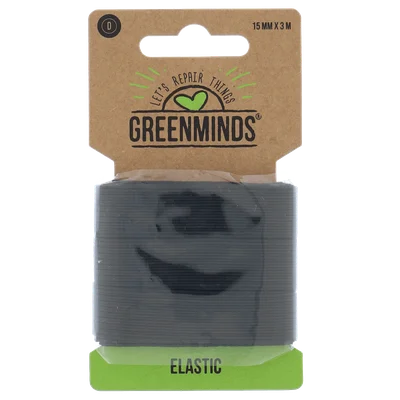 Greenminds Elastiek Zwart 15mm 3mtr Wikkel 3 m
