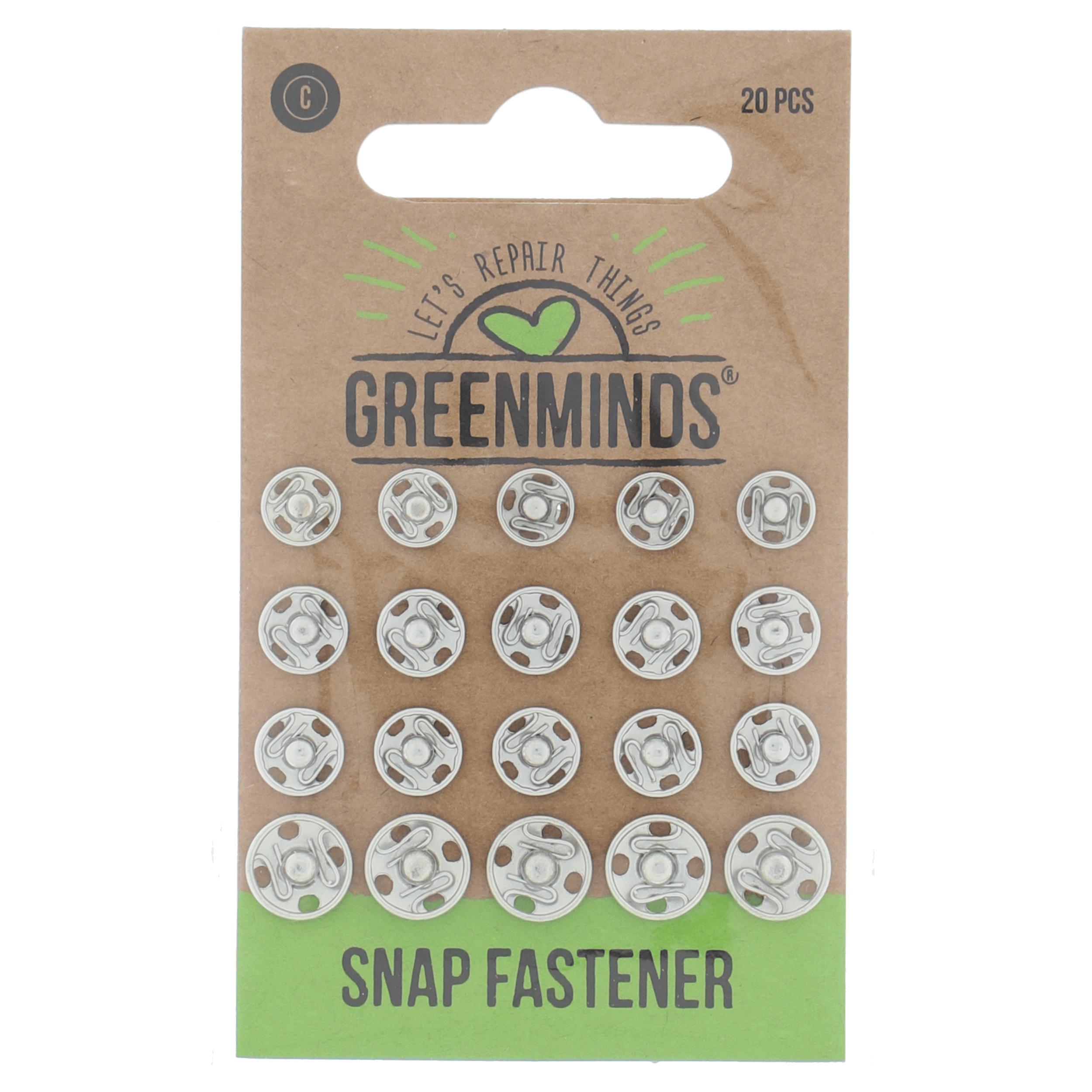 Greenminds Drukknoopjes Assorti 20st Kaart 5 g