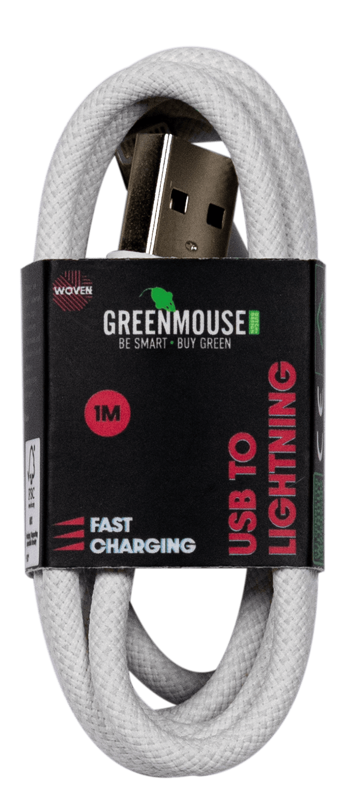 GreenMouse Lightning kabel woven 1m