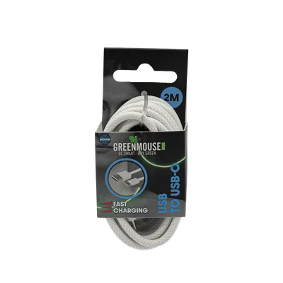 GreenMouse HP Zwart USB-C data cable Woven 2m Wikkel 1 st