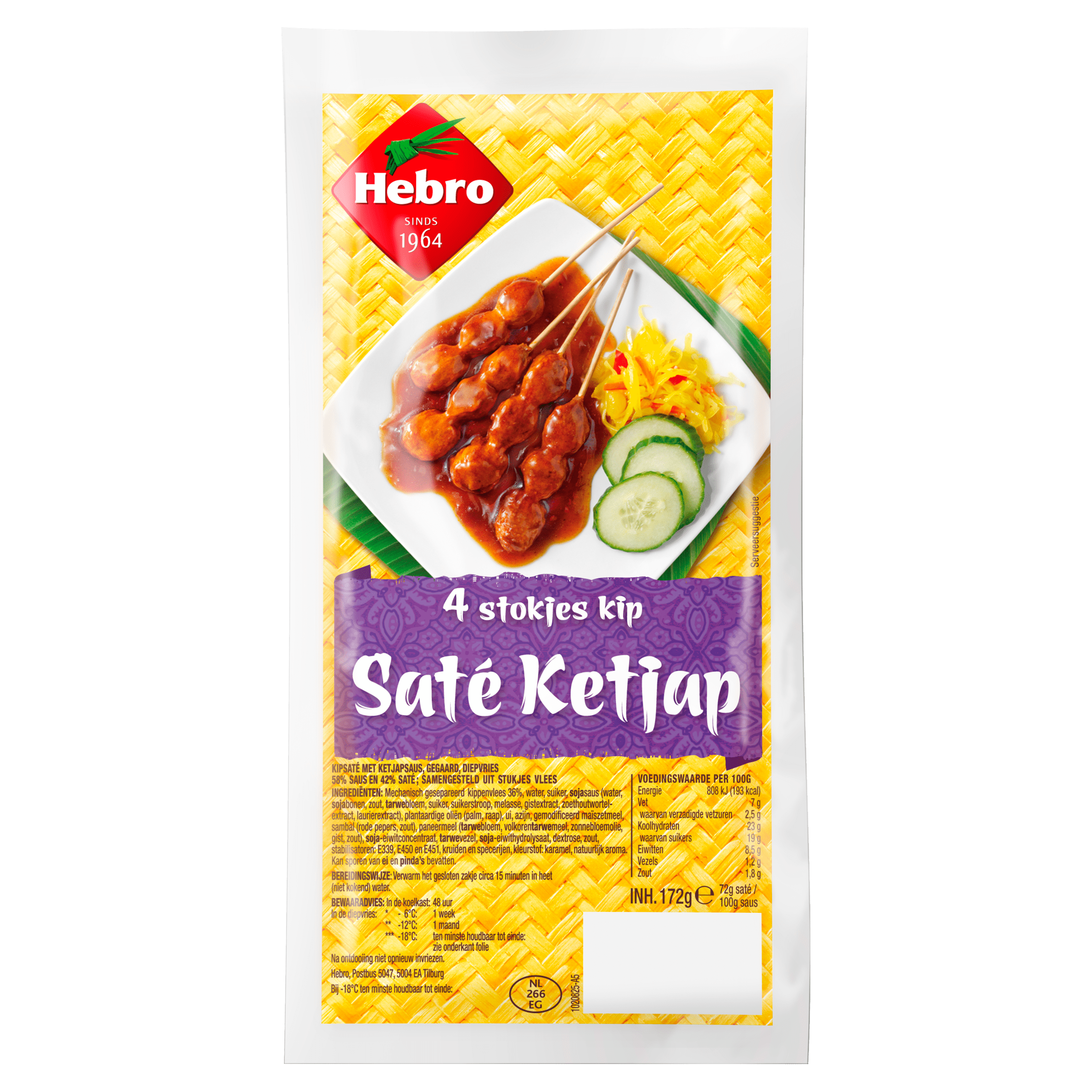 Hebro 4 Stokjes Kip Saté Ketjap