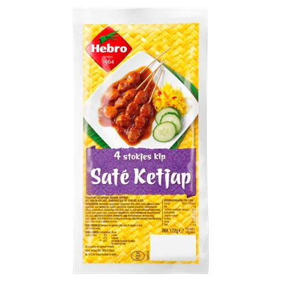 Hebro 4 Stokjes Kip Saté Ketjap