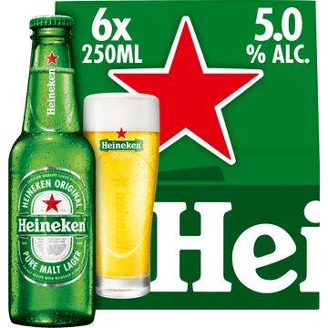 Heineken Premium Pilsener Bier Draaidop Fles 6 x 250ml