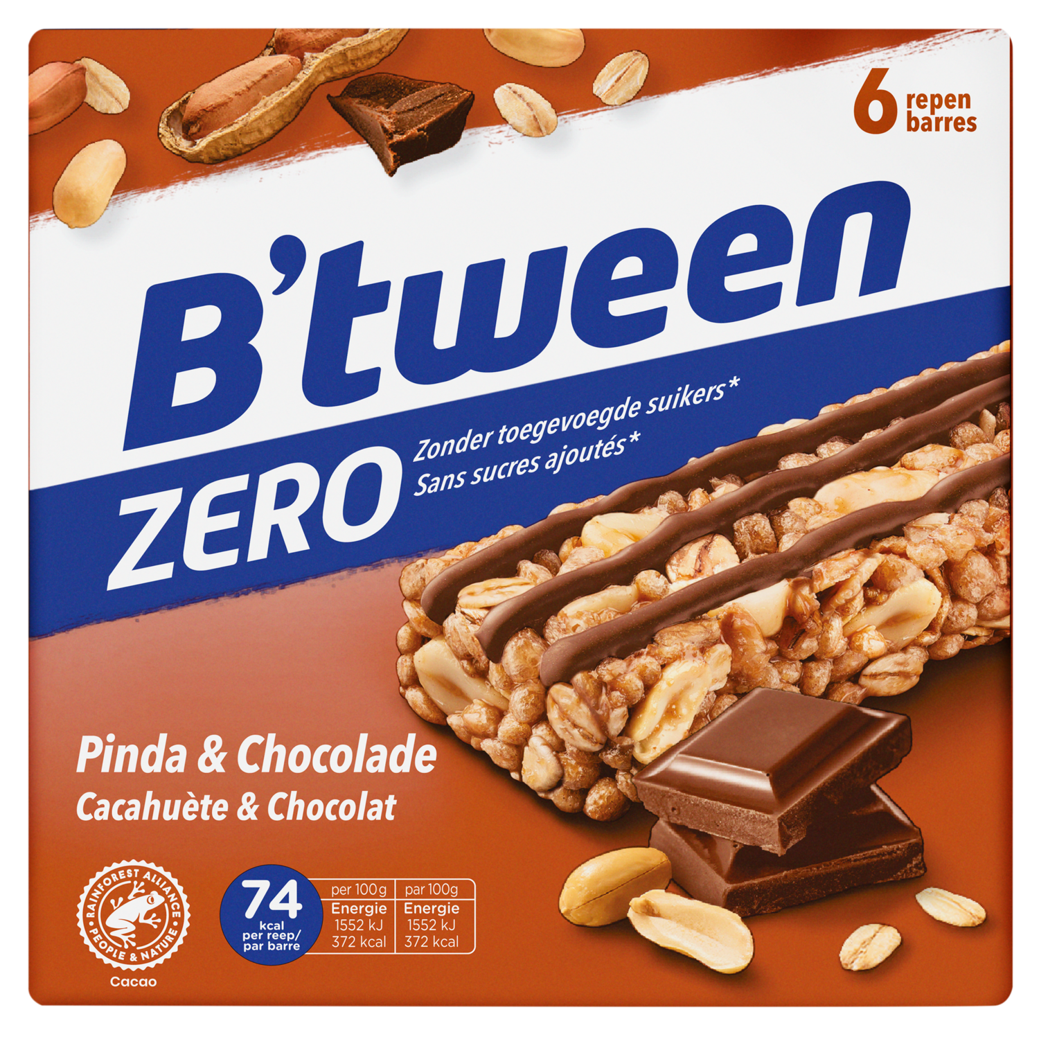 Hero Btween zero pinda & chocolade 6 st.