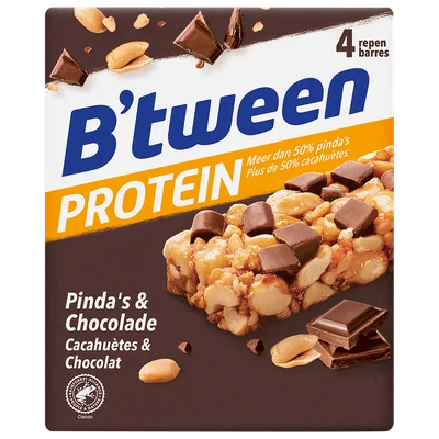 Hero Btween proteinreep pinda & chocolade 4 stuks