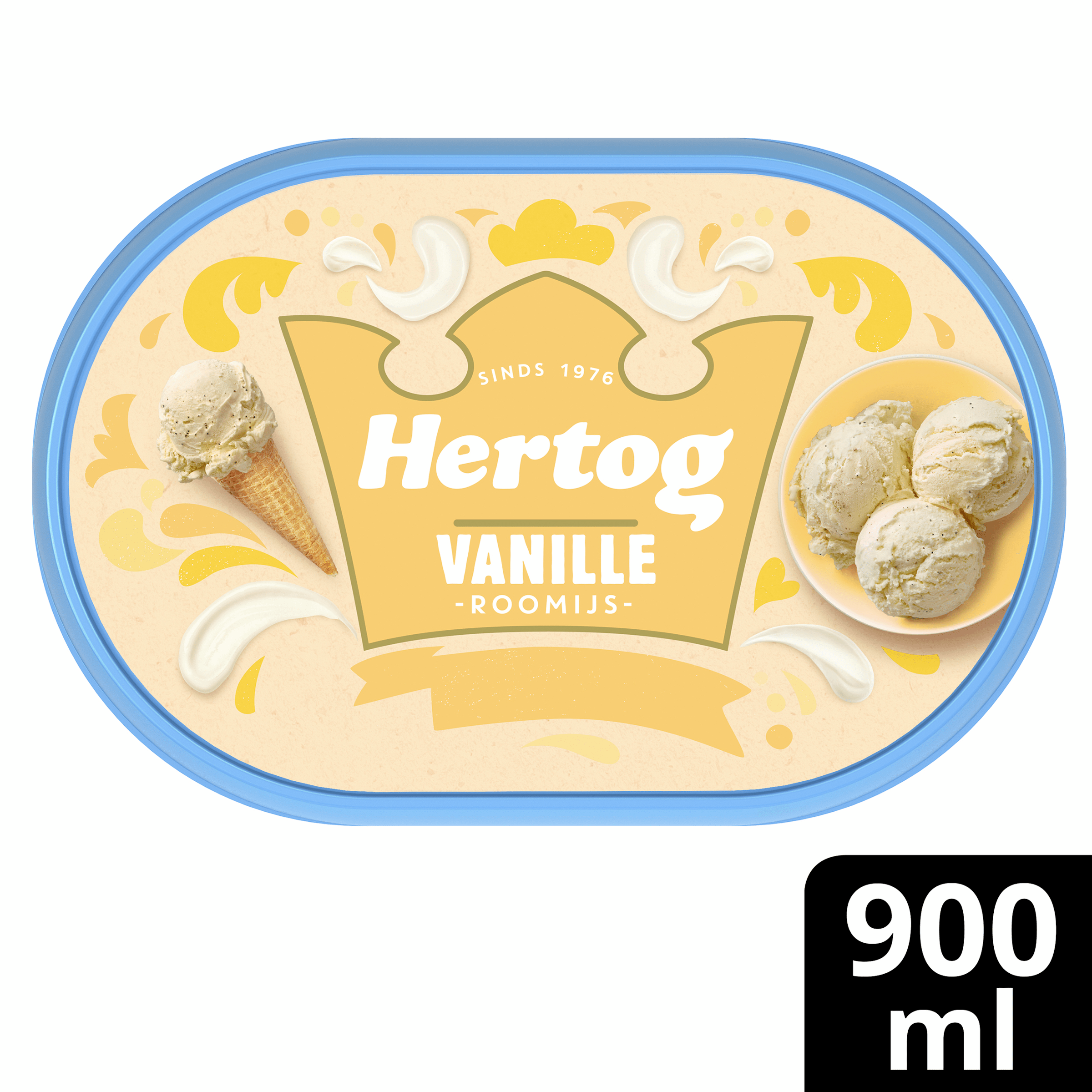 Hertog Classic vanille roomijs Koker 900 ml