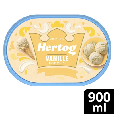 Hertog Classic vanille roomijs Koker 900 ml
