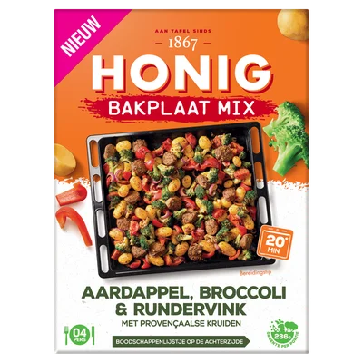 Honig Bakplaat Mix Aardappel, Broccoli &amp; Run Doos 36 g