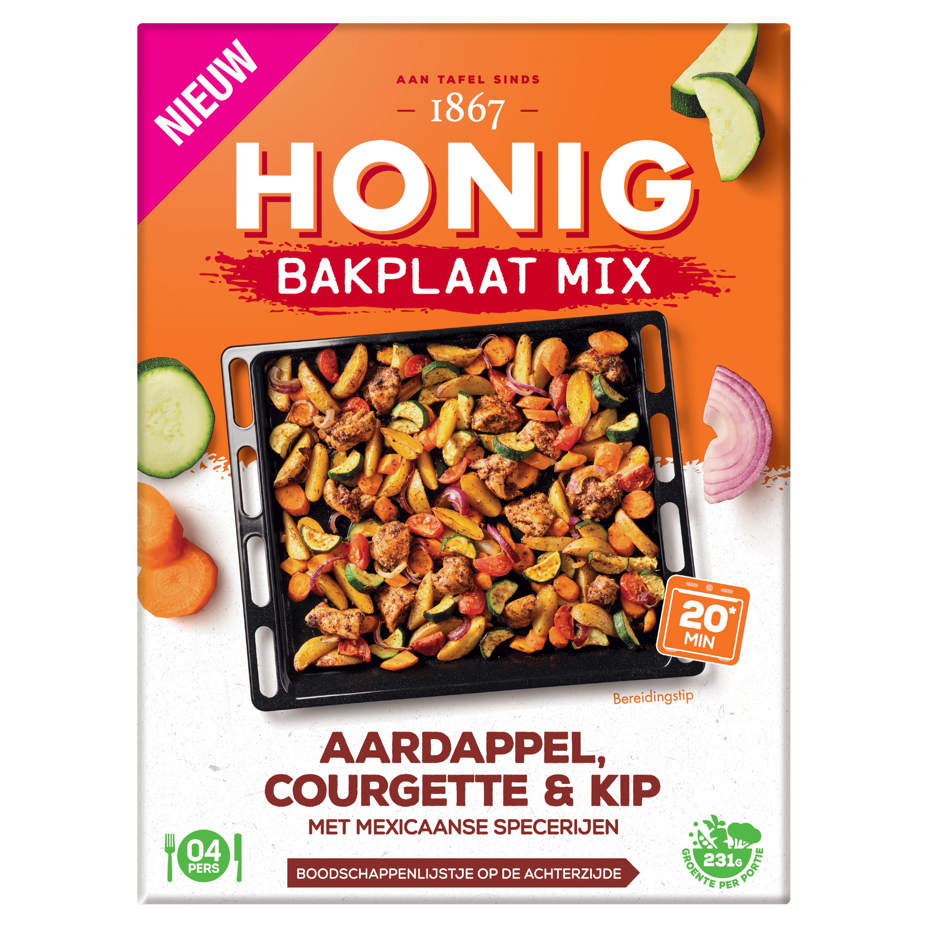 Honig Bakplaat Mix Aardappel, Courgette &amp; Ki Doos 36 g