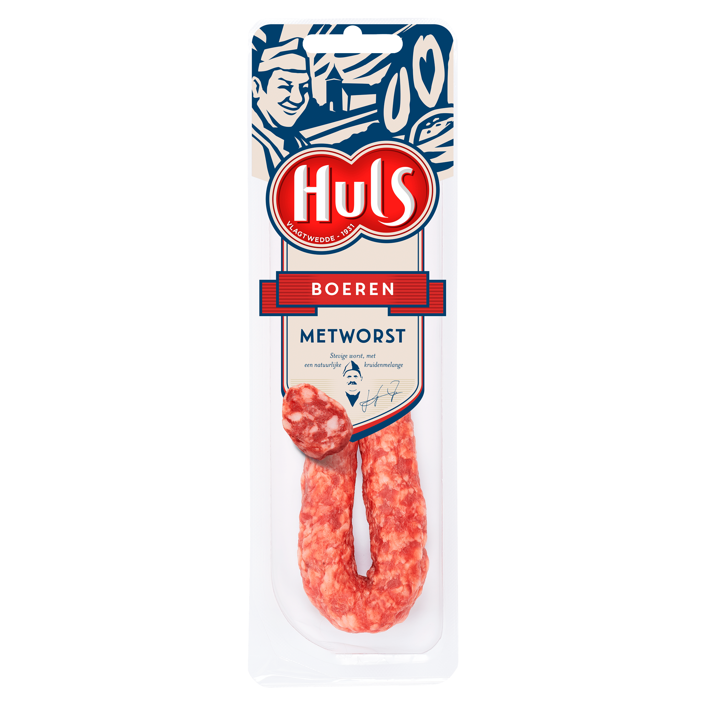 Huls Boerenmetworst 1stuk Tray 110 g