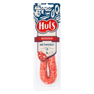 Huls Boerenmetworst 1stuk Tray 110 g