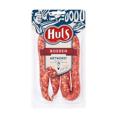 Huls Boerenmetworst 2stuks Tray 220 g