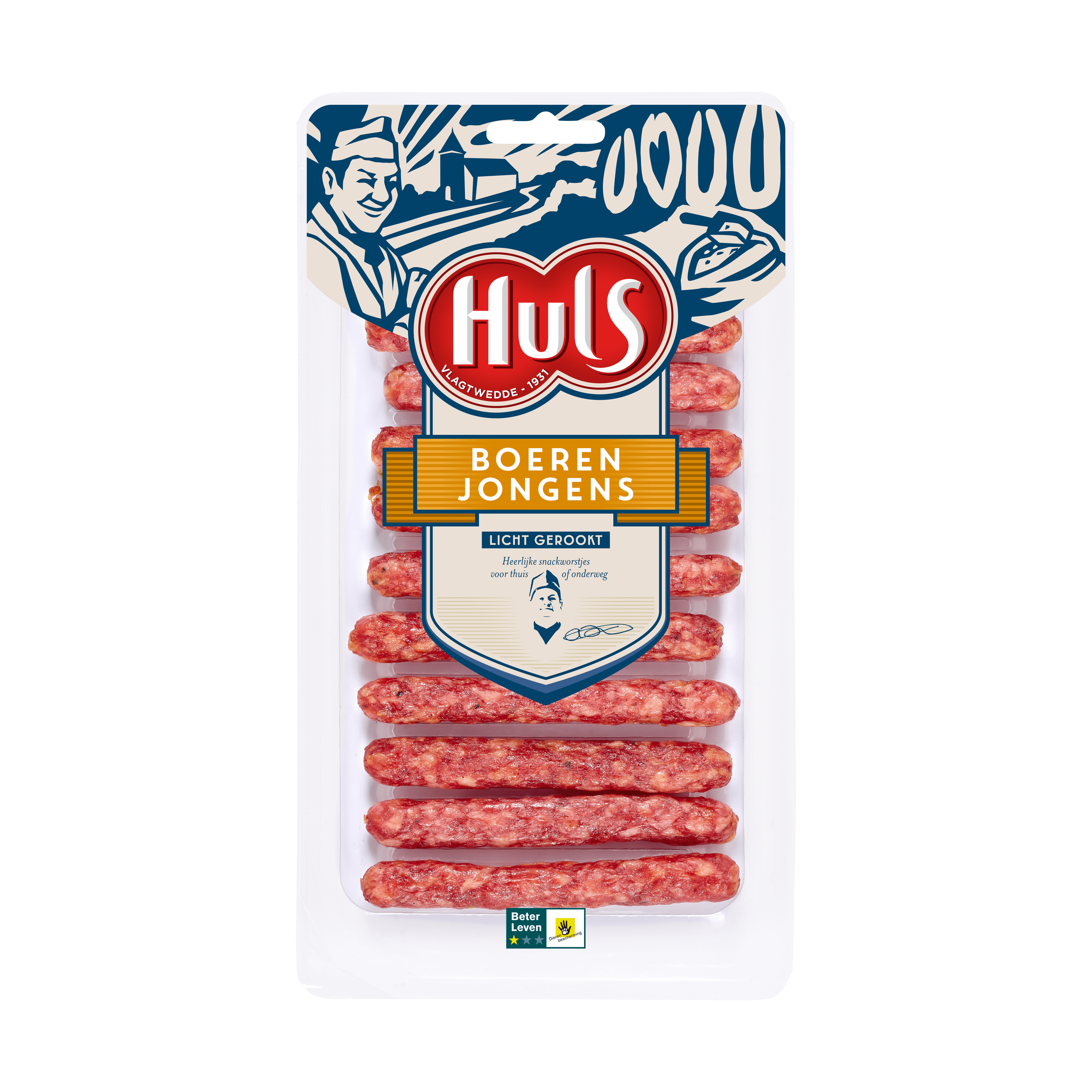 Huls Snackworstjes licht gerookt Tray 121 g