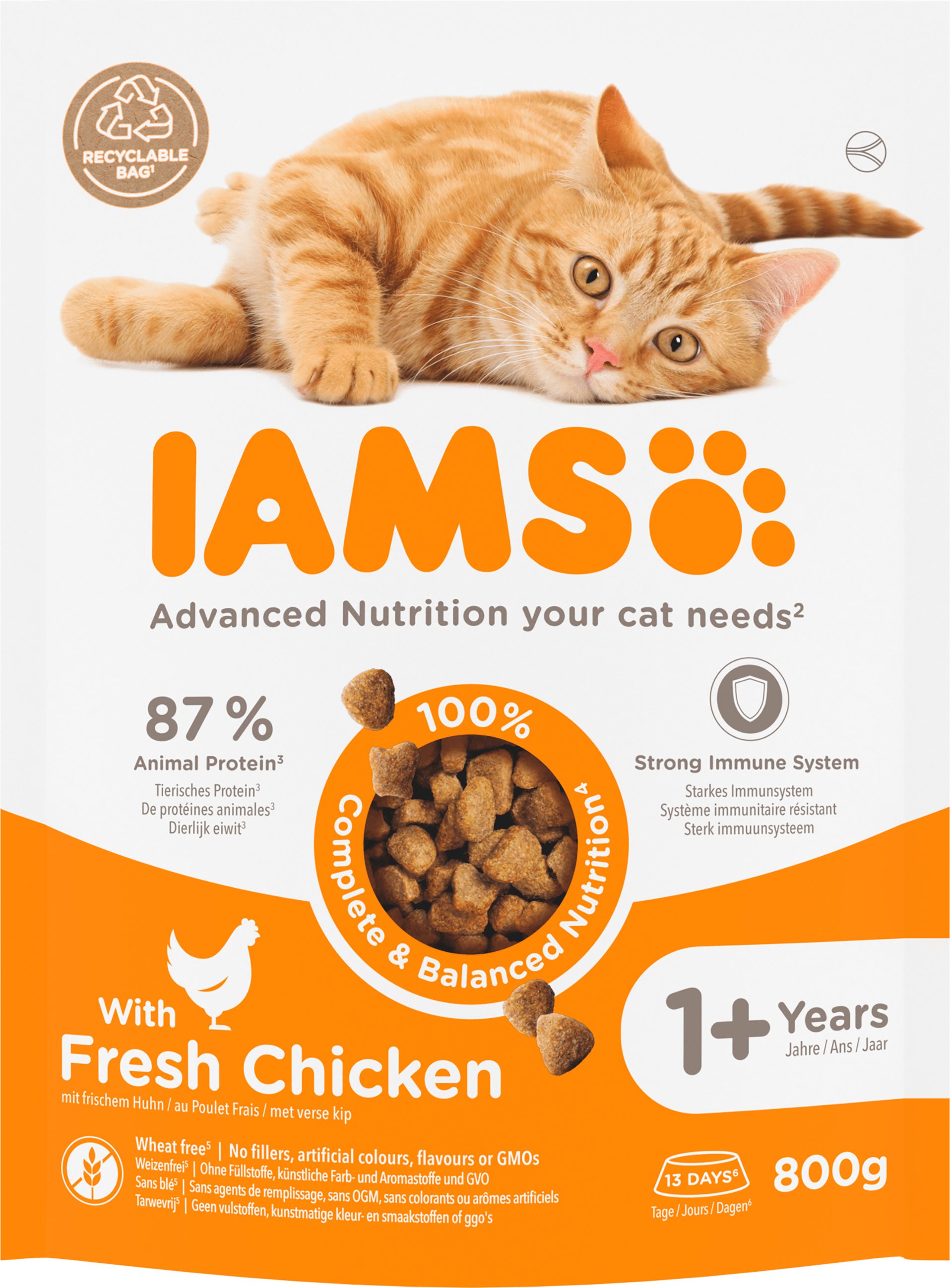 IAMS For vitality kat adult kip 1-7 jaar Stazak 800 g
