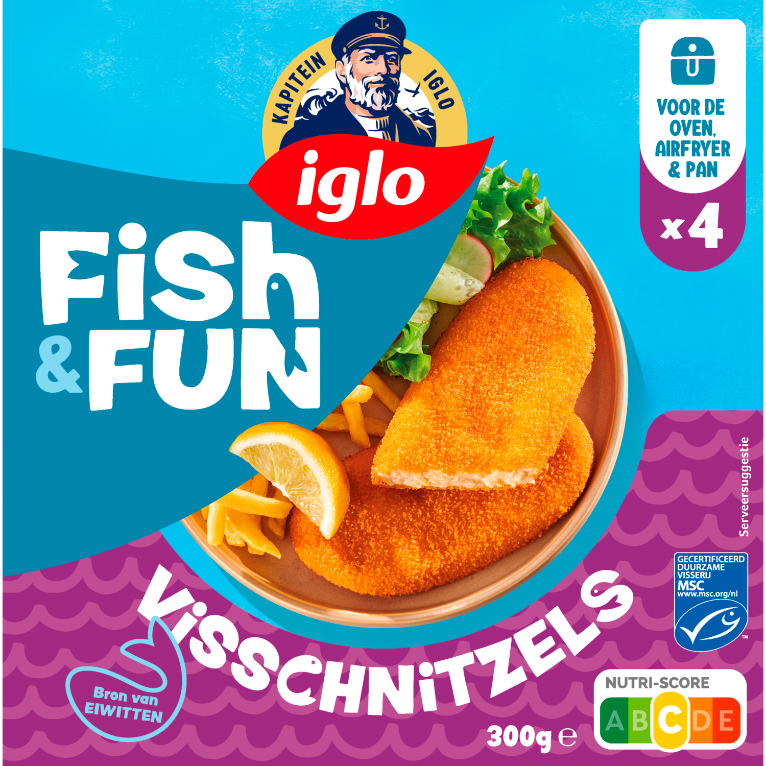 Iglo Kapiteins Klassiekers Visschnitzels 4 stuks