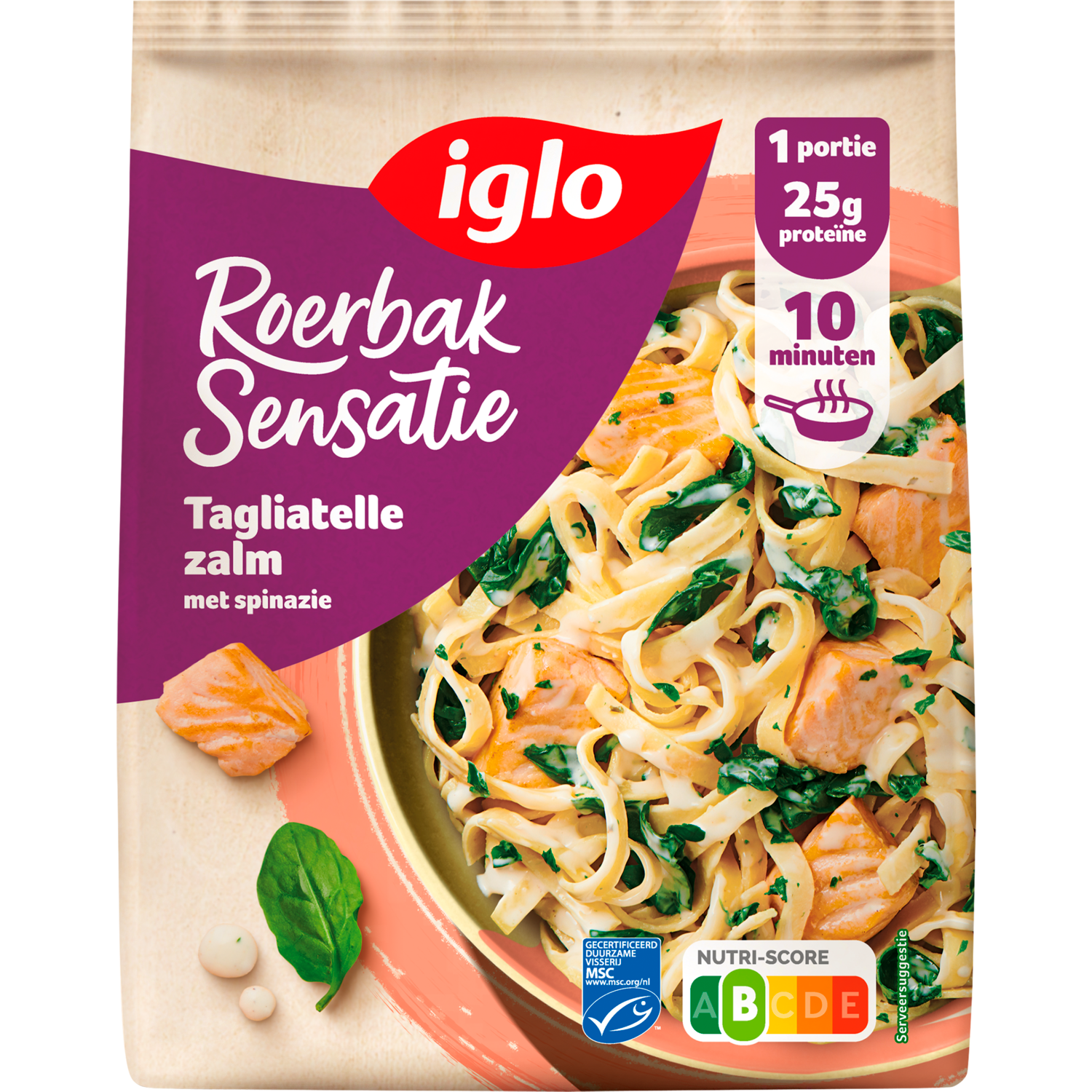 Iglo Roerbaksensatie Tagliatelle met zalm Zak 450 g