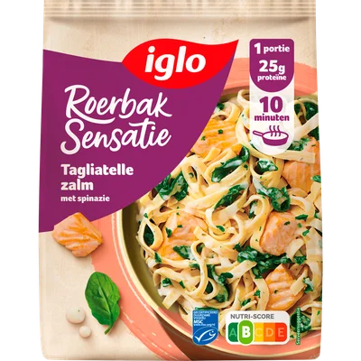 Iglo Roerbaksensatie Tagliatelle met zalm Zak 450 g