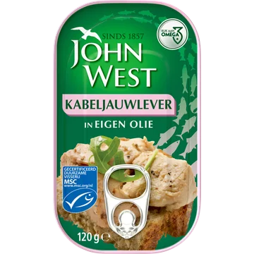 John West Kabeljauwlever in eigen olie MSC 120 gram