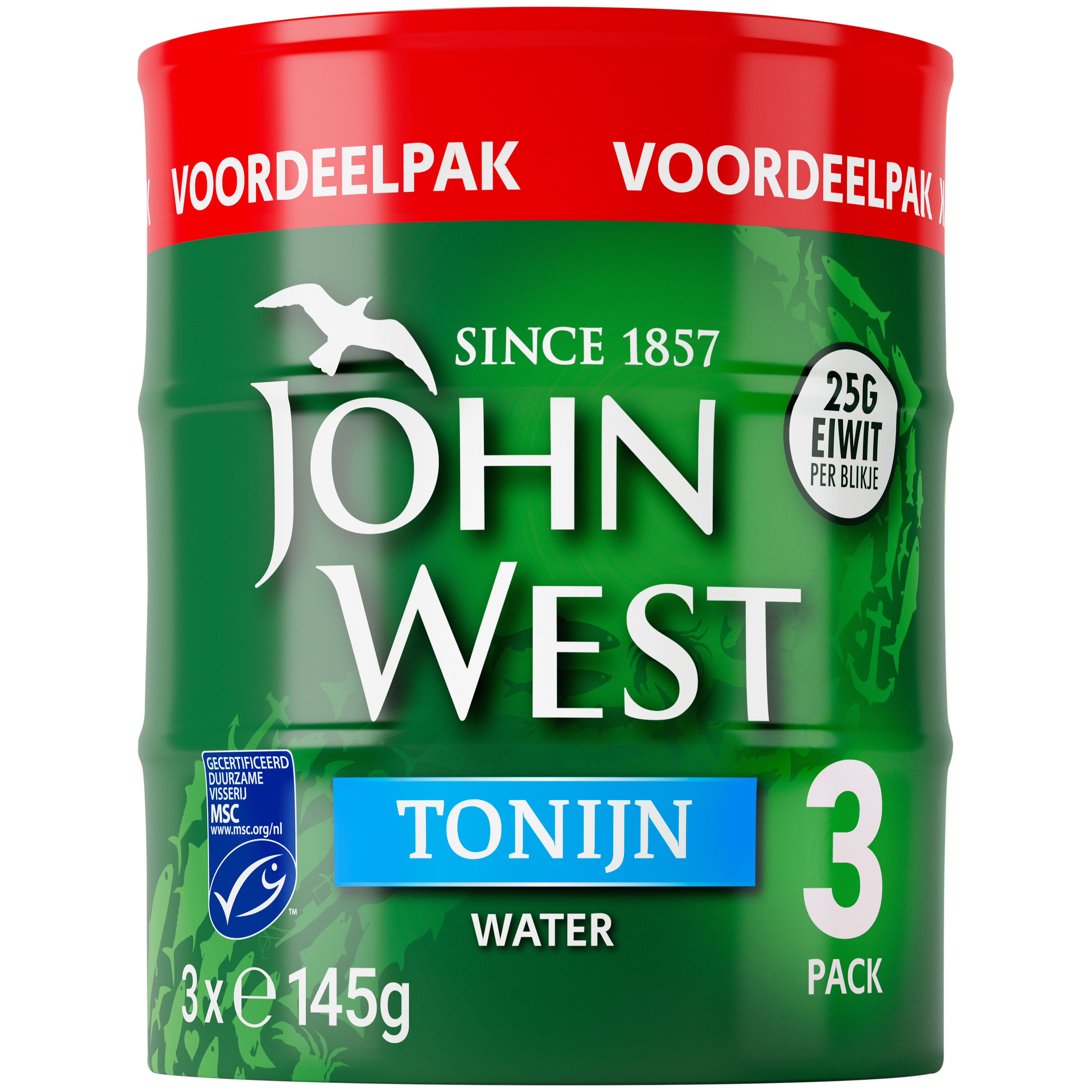 John West Tonijnstukken in Water 3 x 145g