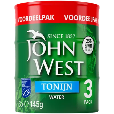 John West Tonijnstukken in Water 3 x 145g