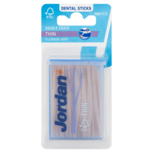 Jordan Dental Sticks Thin Fluoride Mint 100 Stuks