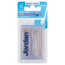 Jordan Dental Sticks Thin Fluoride Mint 100 Stuks