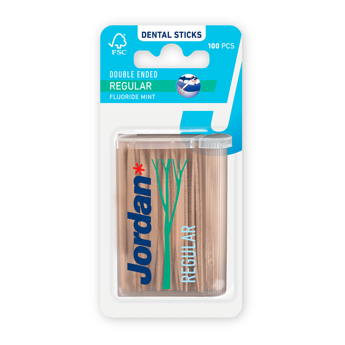 Jordan Dental Stick Double Ended Regular Blister 100 st