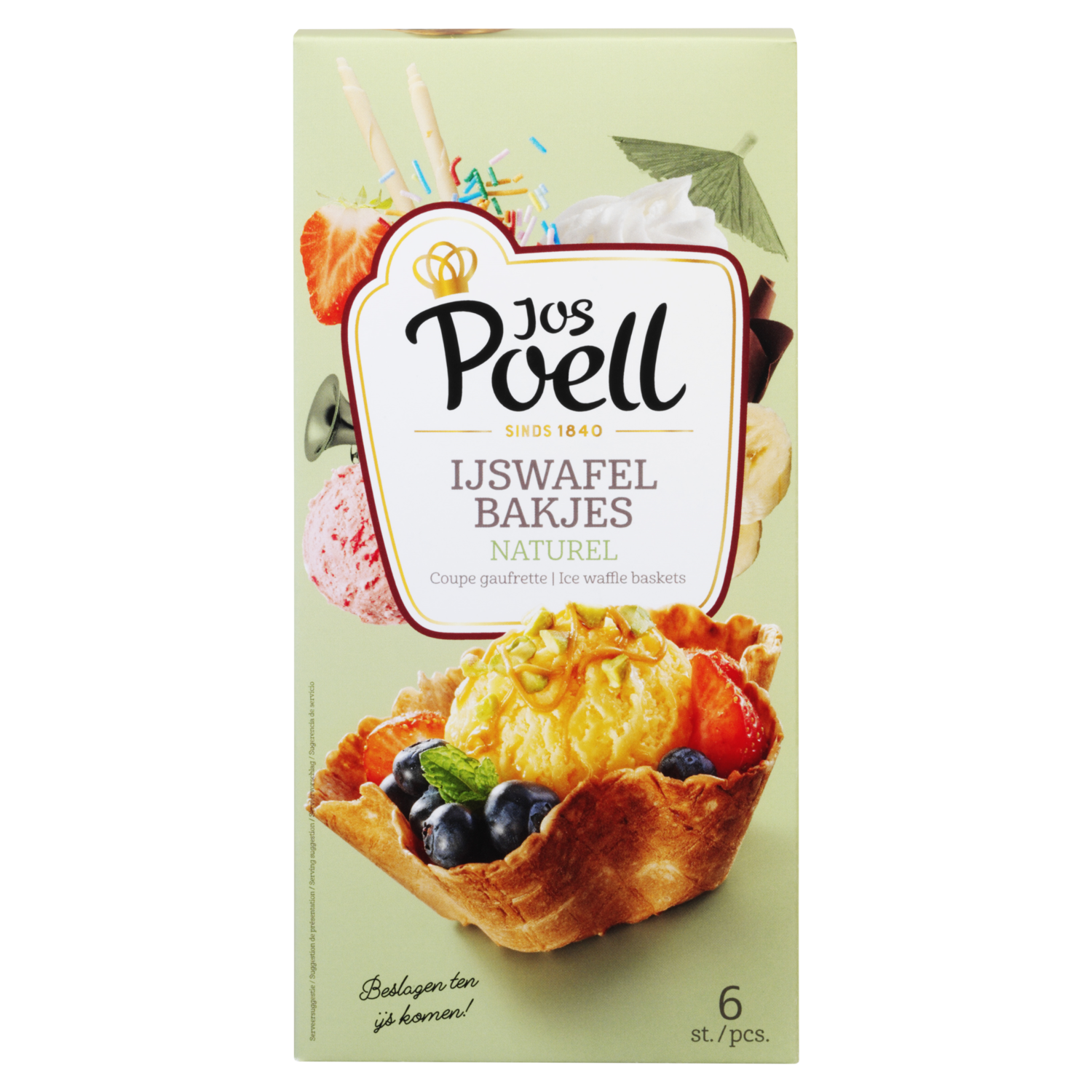 Jos Poell Ijswafelbakjes naturel 6 st.