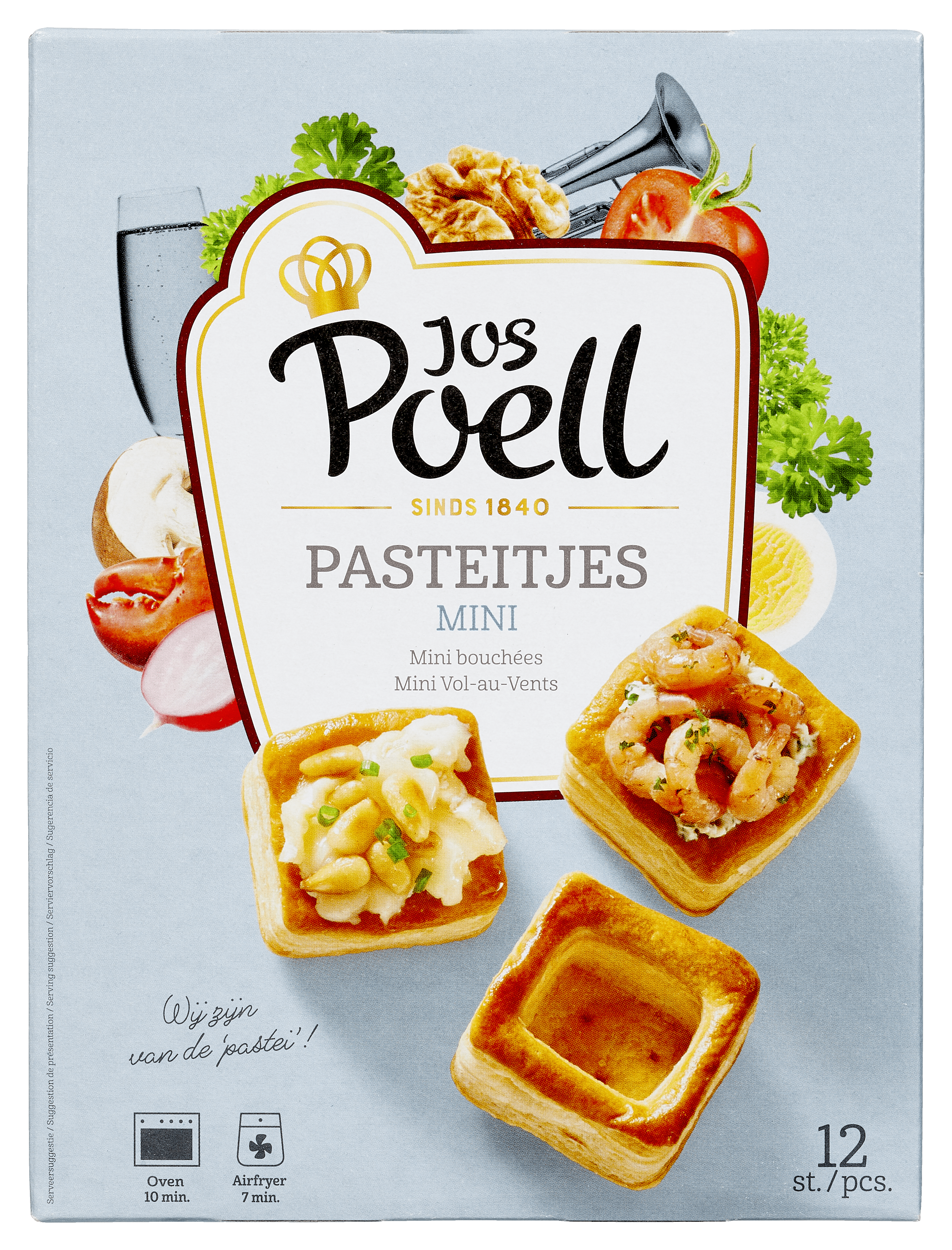 Jos Poell Mini pasteibakjes vierkant Doos 12 st