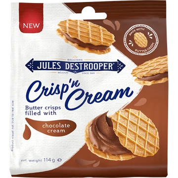 Jules Destrooper Crisp'n Cream Butter Crisps Filled with Chocolate Cream 114 g