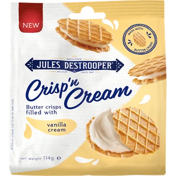 Jules Destrooper Crisp'n Cream Butter Crisps Filled with Vanilla Cream 114 g