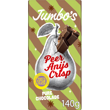 Jumbo's Pure Chocolade Peer Anijs Crisp 140 g
