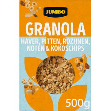 Jumbo Granola Haver, Pitten, Rozijnen, Noten & Kokoschips 500 g