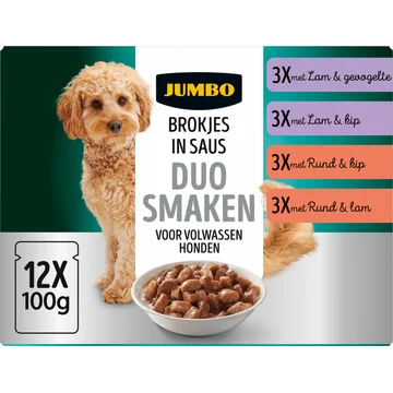 Jumbo Hond Maaltijdzakjes Brokjes in Saus 12 x 100 g