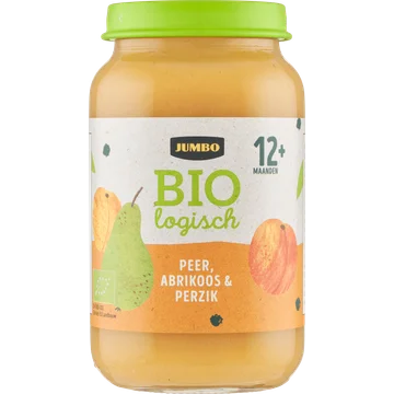 Jumbo Babyvoeding Biologisch Peer, Abrikoos & Perzik 12+ Maanden 220 g