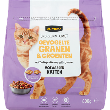Jumbo Brokkenmix met Gevogelte Granen & Groenten Katten Volwassen 800g