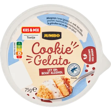 Jumbo Cookie Gelato 75 g - Bevat Alcohol