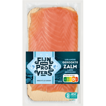 Jumbo Fijnproevers IJslandse Gerookte Zalm Lang Gesneden 100 g