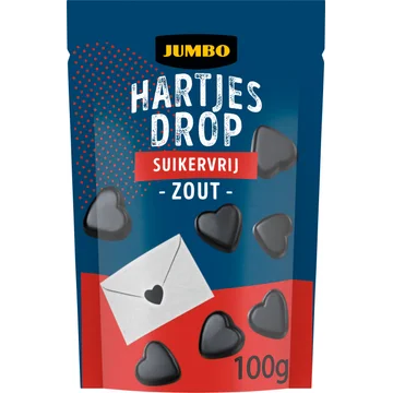Jumbo Hartjes Drop Suikervrij Zout 100 g